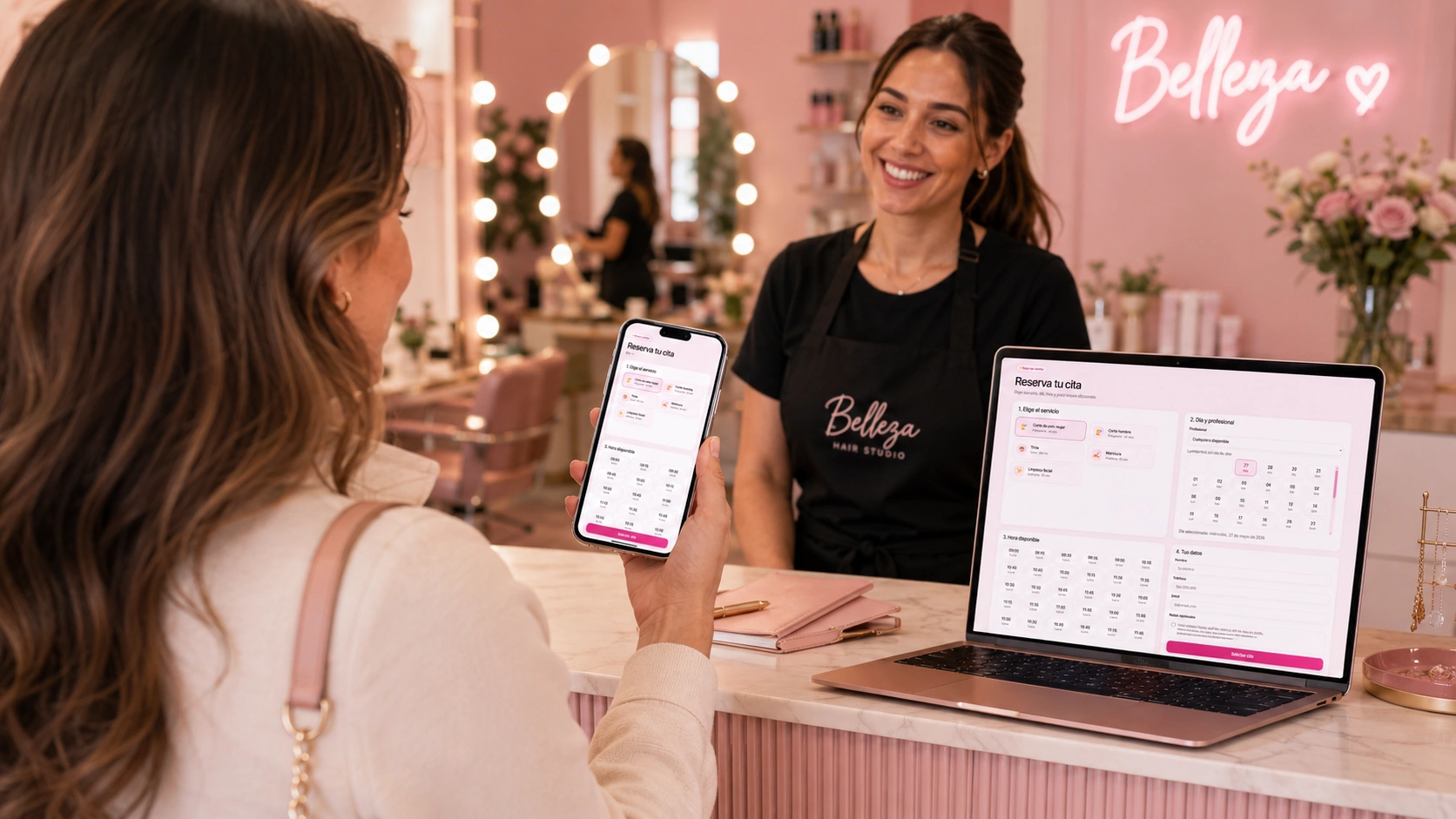 Sistema de reservas de citas para peluquerías con cliente usando el móvil